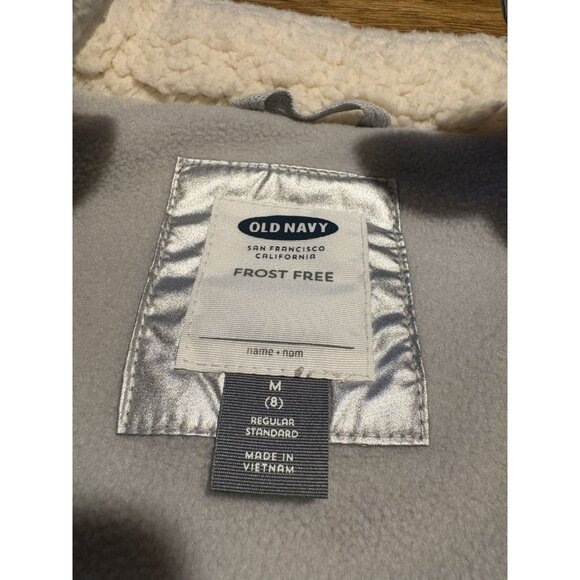 OLD NAVY Frost-Free Sleeveless Puffer Vest Silver Metallic Y2K Girls Size 8 - Picture 3 of 5